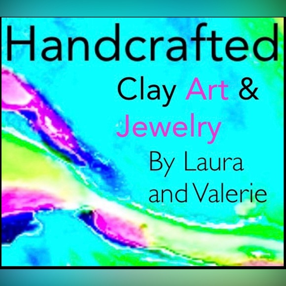 Handmade Clay Necklace and Earrings Pink Black White One of a Kind - Picture 2 of 7